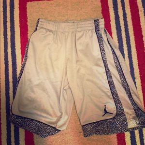 Air Jordan performance shorts. Silver and black.